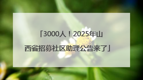 3000人！2025年山西省招募社区助理公告来了