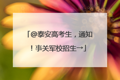 @泰安高考生，通知！事关军校招生→