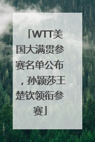 WTT美国大满贯参赛名单公布，孙颖莎王楚钦领衔参赛